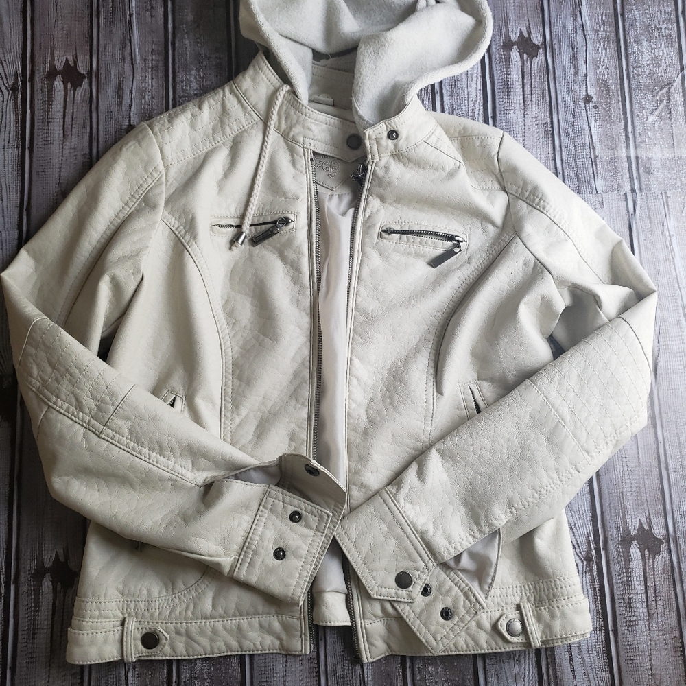 Jcpenny White Leather Jacket